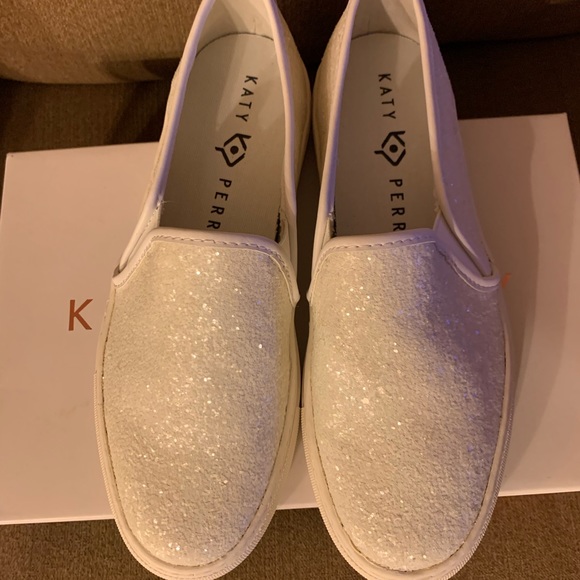 New In Box - Katy Perry Glittery Slip On Sneakers - Picture 4 of 11